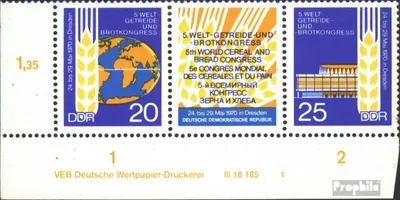 Produktbild von Briefmarken DDR 1970 Mi WZd224DV mit Druckvermerk (kompl.Ausg.) postfrisch Brotkongreß