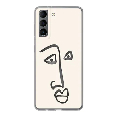 Produktbild von MuchoWow® Handyhülle Schutzhülle Hülle für Samsung Galaxy S21 Gesicht - Augen - Strichzeichnung Silikon Softcase Handy Hülle - Softcase
