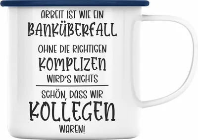 Produktbild von Trendation - Jobwechsel Emaille Tasse Geschenk Kollegen Kollegin Abschied Abschiedsgeschenk Neuer Job Emaille Emaille Tasse Geschenkidee (Blau)