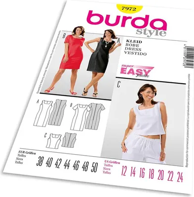 Zdjęcie produktu dla Burda 7972 - Sukienka z prostym rękawem, góra