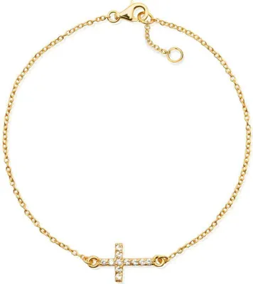Produktbild von Vergoldetes JEWLIX 925 Silberarmband Kreuzanhänger SB0117