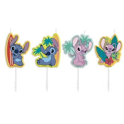 Image de Stitch Bougies - 4 pièces - Anniversaire Gâteau