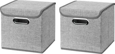 Produktbild von 2 Stück Hellgrau Faltbox 25 x 25 x 25 cm Aufbewahrungsbox faltbar,  mit Deckel
