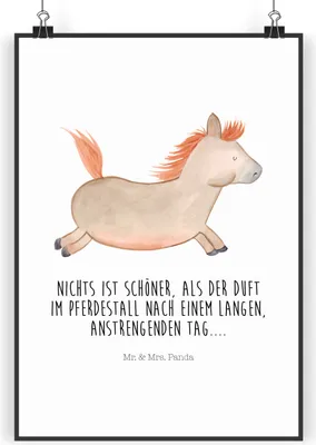 Produktbild von Mr. & Mrs. Panda Poster Pferd Springen DIN A3 - Weiß - Geschenk, Stall, Wandbild, Pferde, Reiten, Pferdestall, wanddeko, Pony, Kunstdruck, Bauernhof, drucke, Deko, Bild