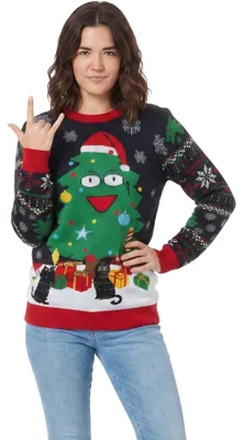 Produktbild von Strickpullover LED Weihnachtlich Lustig Warm Bequem Uni Schwarz XL