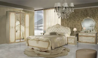 Produktbild von Barock Schlafzimmer-Set Serafina in Beige 6-Teilig 4-Türig