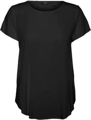 Productafbeelding van VERO MODA Basic T-shirt, korte mouwen, ronde hals, effen kleurig top, model VMBECCA, maat: XS