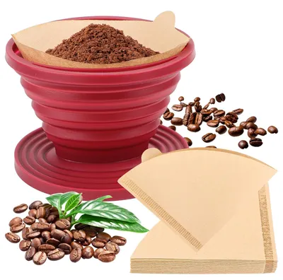 Silikon-Kaffeefilter, faltbar, wiederverwendbar, 40 Kegel, für Camping & Reisen
