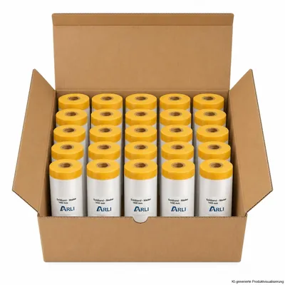 Produktbild von ARLI 30x Goldband Masker 1400 mm x 25 m Abdeckfolie mit Klebeband Malerfolie Transparent Baufolie Tape