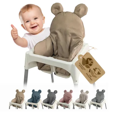 Produktbild von Sitzbezug Kissen Ersatzbezug Bezug kompatibel mit Ikea Hochstuhl Antilop - weich, waschbar - Sitzverkleinerer - Hochstuhlkissen - Teddy (mel beige)
