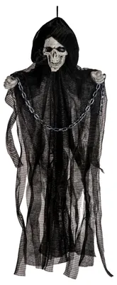 Produktbild von Schwarzer Kettengeist mit Fetzenstoff Hängefigur 50 cm