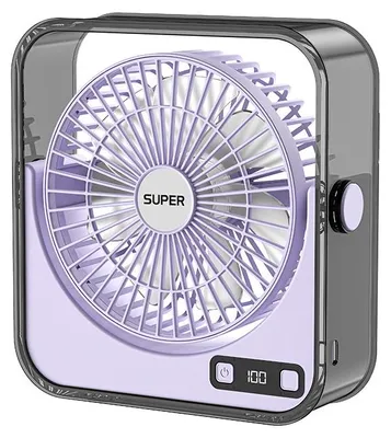 Produktbild von Zimilo Tischventilator mit Akku und Type C, 100 Windstufen, LED Display, Timer, Nachtlicht, verstellbarer Mini Ventilator für Büro und Zuhause, Lila