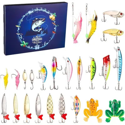 Produktbild von Angelköder Adventskalender 2026 mit 24 Fächern für Erwachsene und Jugendliche