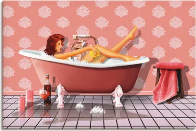 Produktbild von ARTland Leinwandbild Pin Up Girl beim Badevergnügen Größe: 60x40 cm