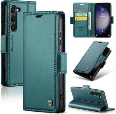 Image de Galaxy S23 5G Housse, Portefeuille en cuir Porte-cartes Housse de protection avec fonction stand pour Samsung Galaxy S23 5G Vert