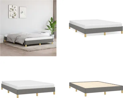 Produktbild von vidaXL Bettgestell Dunkelgrau 140x190 cm Stoff - Bettgestell - Bettgestelle - Bettrahmen - Bett