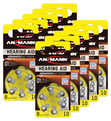 Produktbild von ANSMANN Hörgerätebatterien 10 gelb 60 Stück -  Typ 10 P10 ZL4 PR70 mit 1,4V