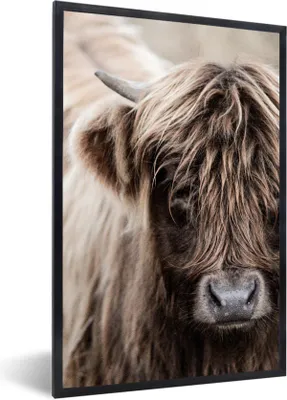 Produktbild von MuchoWow® MuchoWow® Gerahmtes Poster Schottisches Hochlandrind - Tiere - Hoorn 40x60 cm - Poster mit zchwarzem Bilderrahmen - Papierdruck - Wandbilder