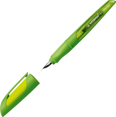 Image de Stylo d'école avec plume standard M - STABILO EASYbuddy en citron vert/vert - couleur d'écriture bleu (effaçable) - stylo individuel - cartouche incluse