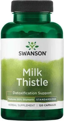 Obrázek produktu pro Ostropestřec mariánský - vlastnosti 80% silymarinu 120 kapslí Swanson Health Products