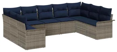 Immagine prodotto di Set da giardino composto da 9 pezzi, colore grigio, in rattan sintetico