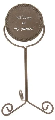 Produktbild von Minigarten Willkommensschild braun 14,5 cm Metall Deko Figur