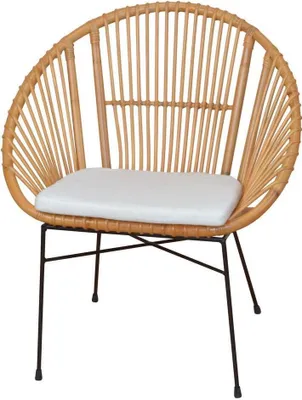 Produktbild von Rattansessel - Rattanstuhl inkl. Sitzkissen schwarz/honigfarben