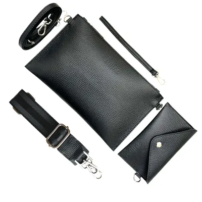 Produktbild von Zulino Umhängetasche Handtasche Echtleder Clutch Banktasche Reisepass Italy Z65 Schwarz