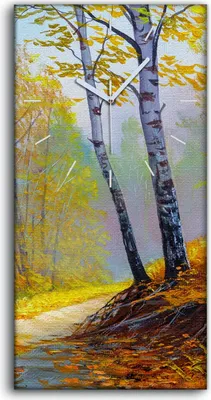 Produktbild von Dekor Leinwand Uhr Wandbilder 30x60 Landschafts Wälder Bäume Wald Herbst - weiße Hände