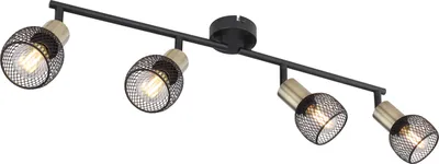 Produktbild von Globo Lighting Strahler Metall schwarz matt, beweglich, Schirme aus Metallgeflecht, LxBxH: 60x80x150mm, exkl. 4x E14 40W 230V
