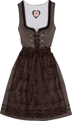 Produktbild von Spieth & Wensky Dirndl Bea Midi-Dirndl Kleid 2-teiliges Trachtenkleid kurz Rocklänge 55cm, Farbe:Braun, Größe:38/M