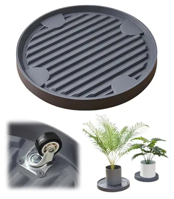 Imagen del producto de TRANKIELO® - Soporte para plantas redondo de 22 cm con ruedas – Plástico ligero – Elegante y duradero