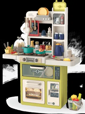 Produktbild von Kinderküche mit Küchenzubehör, Licht, Spray, Sound und Wassereffekten, Spielküche, Kinder Spielzeug Grün 85cm