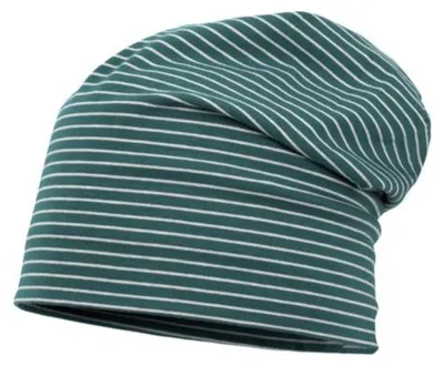 Balke gestreifter Jersey Beanie Strickmütze mit Rollrand in grün