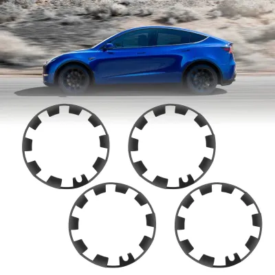 Zdjęcie produktu dla Pierścień ochronny felgi 20 cali do Tesla Model Y (2021-2023) - czarny matowy, 40 sztuk, odporny na zarysowania, montaż na klamrę
