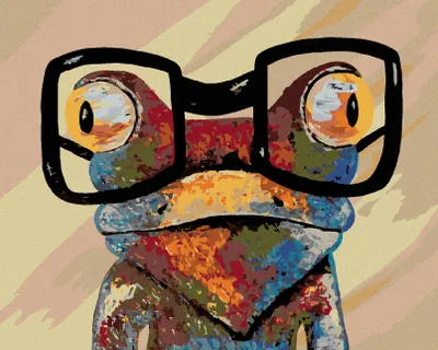 Produktbild von Zuty - Malen nach Zahlen - FROSCH MIT SCHWARZER BRILLE, 40x50 cm, ohne Keilrahmen