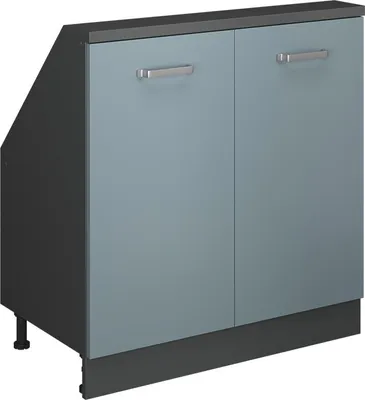 Produktbild von Küchenschrank für Dachschrägen Vicco R-Line Blau-Grau 80 cm mit 2 Türen, Model 58061