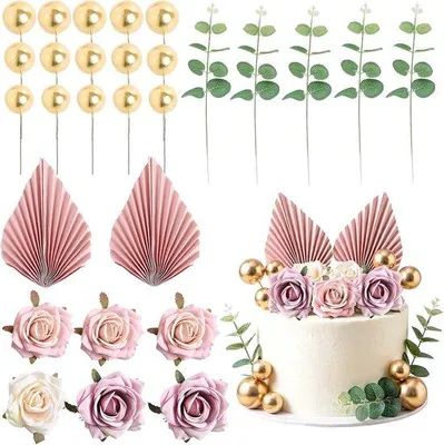 Productafbeelding van 27 stuks taartdecoratie met bloemen