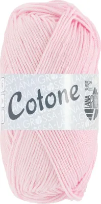 A ball of pink yarn with a label.