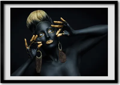 Produktbild von Bild - Bilder - Bilderrahmen - 70 cm x 50 cm - MDF-Rahmen, Wandkunst Die Frau in Schwarz
