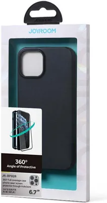 Zdjęcie produktu dla Joyroom 360 Full Case etui pokrowiec do iPhone 13 Pro Max obudowa na tył i przód + szkło hartowane czarny (JR-BP928 black)