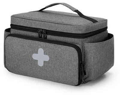 Produktbild von Erste Hilfe Tasche Grau 29 x 19,5 x 17,5cm Wasserabweisendes Nylon Multifunktional