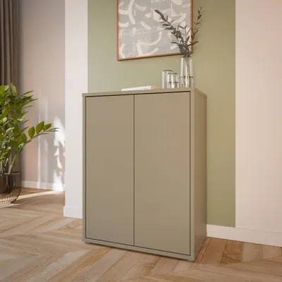 Produktbild von Forte ALICE SPRINGS Kommodenschrank 70 80, modern-minimalistisch, 2-türig, Wohn-/Schlafzimmer, Holzwerkstoff, Taupe, 74,5 cm breit x 99,1 cm hoch x 41,5 cm tief