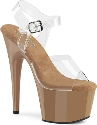 Produktbild von ADORE-708 Pleaser y Damen High Heels Damen Plateau Sandalen klar Karamell