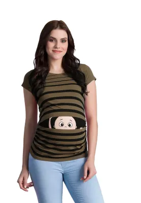 Produktbild von Umstandsshirt Kurzarm Guck Guck mit Motiv Schwangerschaft M.M.C.