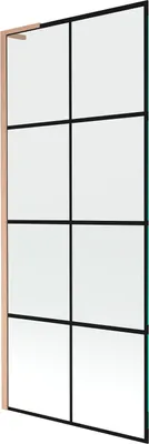 Produktbild von Mexen Next L Badewannen-Faltwand 1-flügelig 80 x 150 cm, schwarzes Muster, gebürstetes Kupfer - 895-080-000-03-77-65