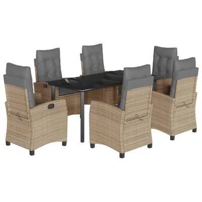 Produktbild von 7-tlg. Garten-Essgruppe mit Kissen Beigemischung Poly Rattan