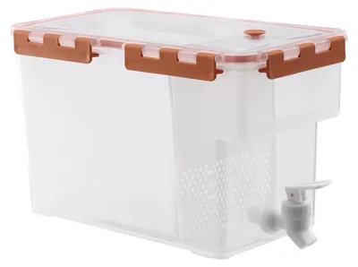 Obrázek produktu pro plastový zásobník na nápoje o objemu 6 litrů s přepážkou na kohoutek pro chladničku (oranžový)