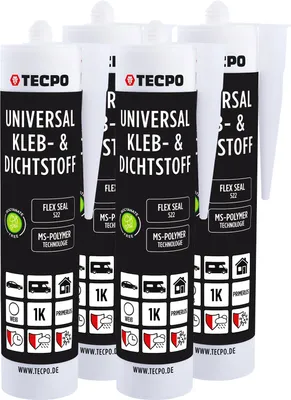 Produktbild von TECPO Universal Kleb- und Dichtstoff MS Polymer, 4x 480g Weiß Flex Seal 522 elastisch, silikonfrei, lösemittelfrei- KFZ Bau Industrie Innen und Außen 834