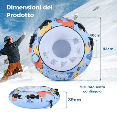 Produktbild von Aufblasbarer Schneeschlitten 132 cm mit Oxford-Bezug und Handpumpe